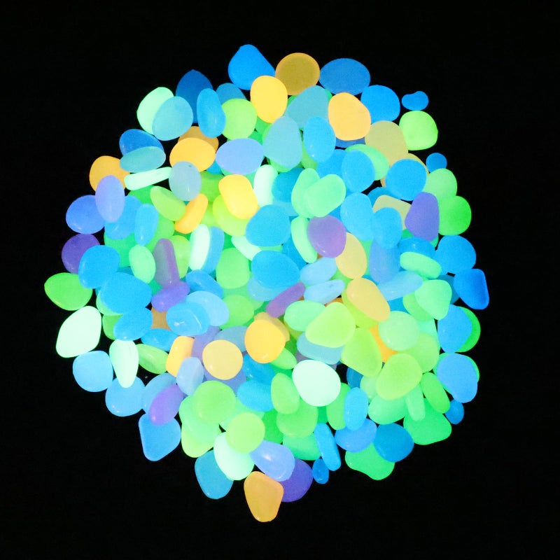 Oubest Glow in The Dark Pebbles/Glow Stones/Glowing Rocks Blue Decor for Garden/Fish Tank/Aquarium/Walkway/Driveway/Plant Pots/Bonsai (100, Multi-Colored) - Image 3